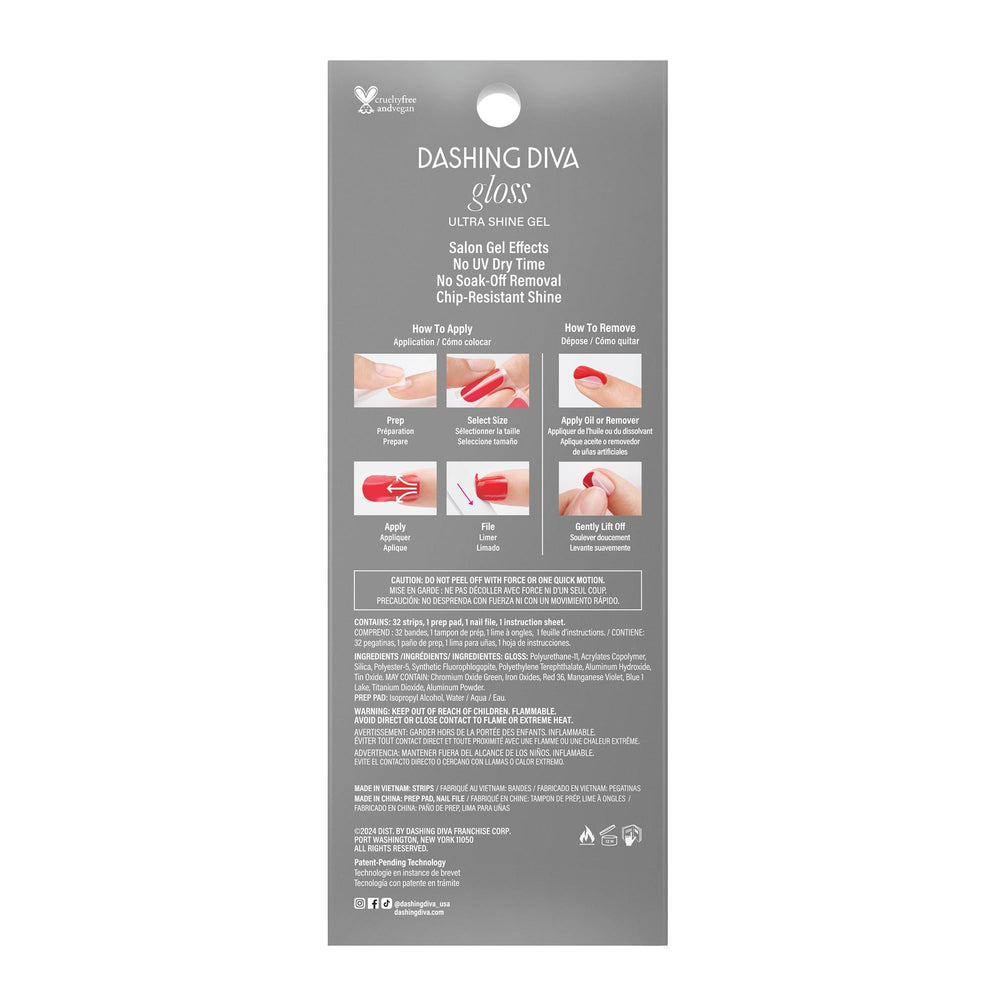 Dashing Diva Santa Baby nails with glossy gel-look finish