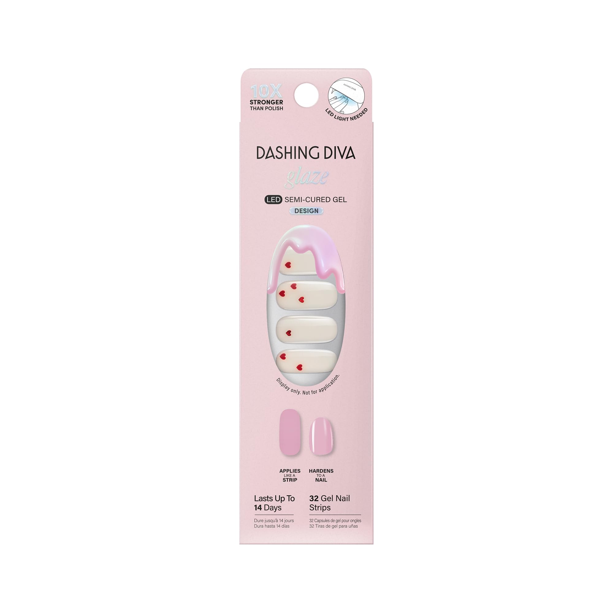 Dashing Diva Valentine Glaze It's Fate packaging showing 32 strips and tools for home use
