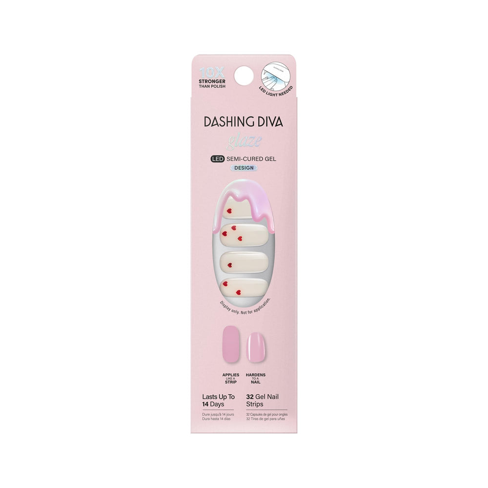 Dashing Diva Valentine Glaze It's Fate packaging showing 32 strips and tools for home use