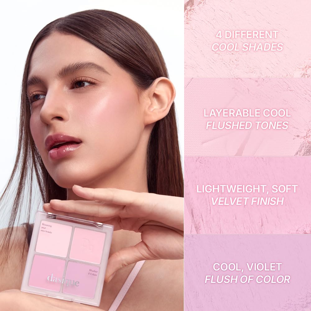 Dasique Blending Mood Cheek 02 swatch collection showcasing cool tones.