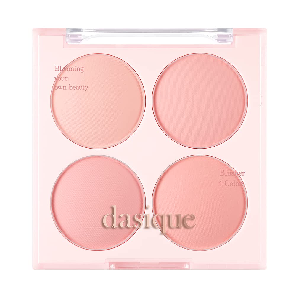 Dasique Blending Mood Cheek 07 Candy Berry palette closeup showing four warm pink tones