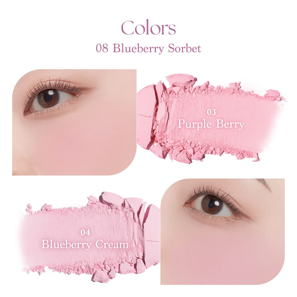 Dasique Blueberry Sorbet blush applies with a soft brush for precise color