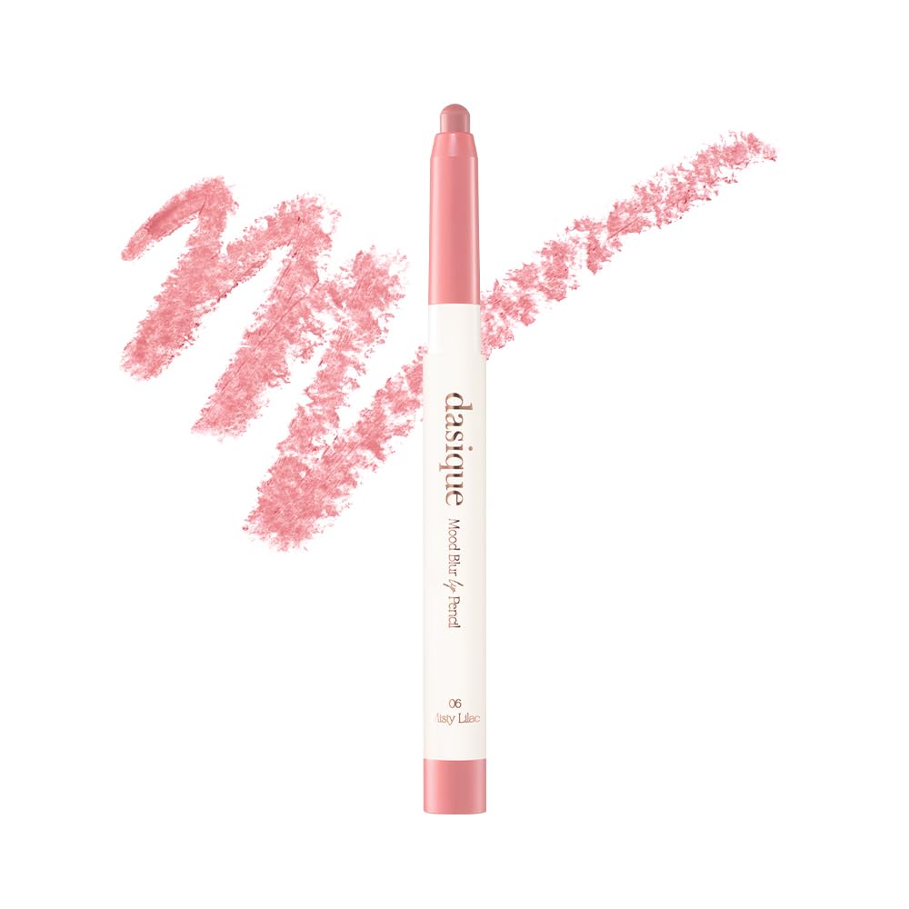 Dasique Blur Lip Pencil Mood Misty Lilac closeup highlights creamy texture for smooth definition