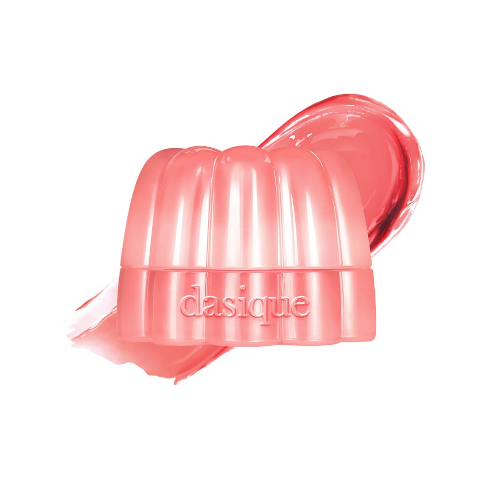 Dasique Chewing Glow Pot #04 Pink Bubble closeup shows a bouncy texture for a dewy lip glow.