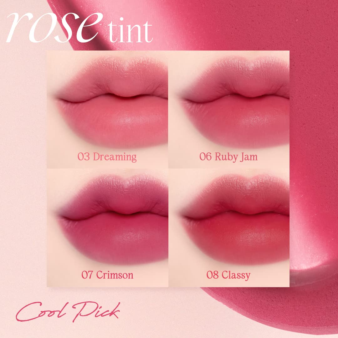 dasique Cream De Rose Tint #06 Ruby Jam applied on lips for even color.