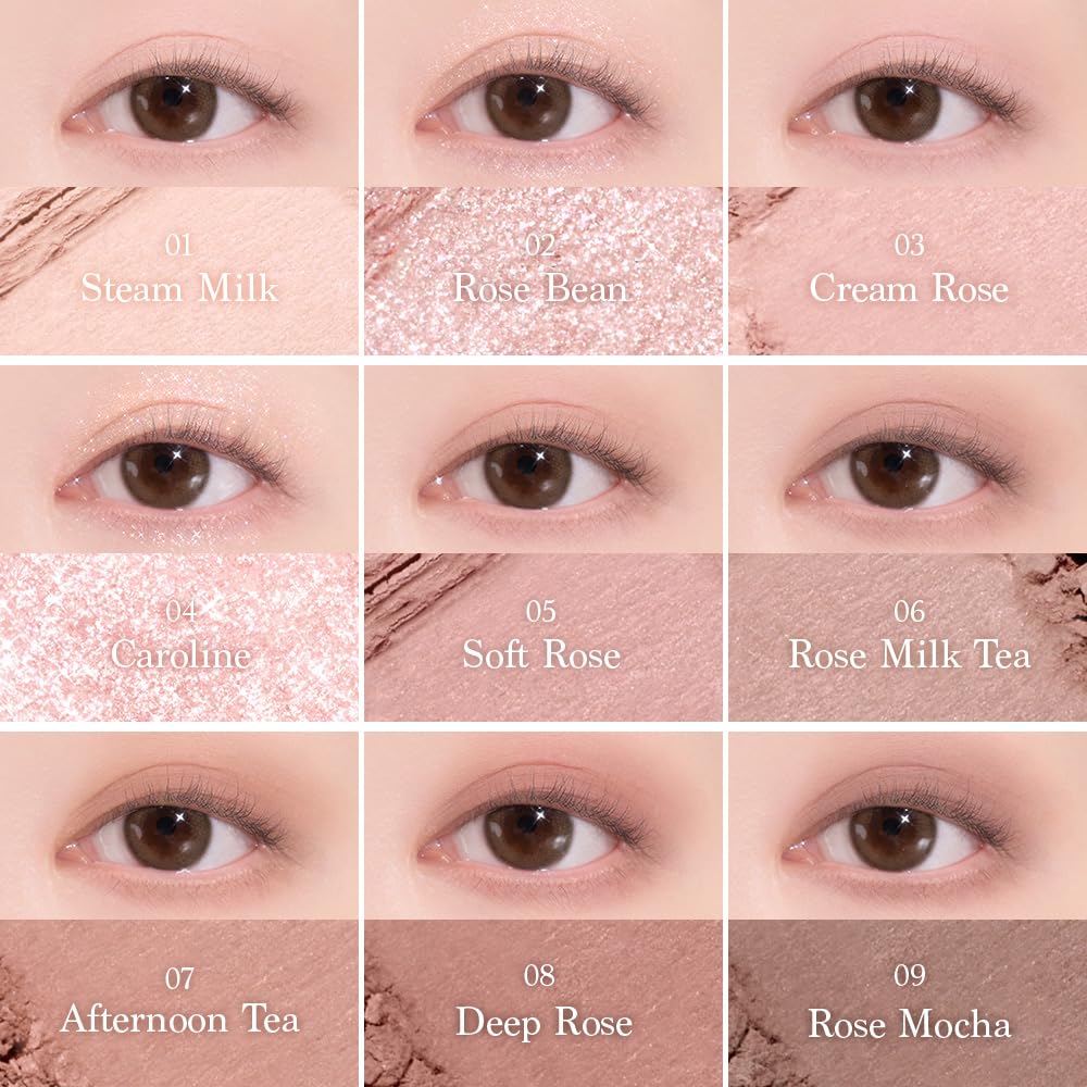 Close-up gradient swatch from Rose Milk Tea palette demonstrating color payoff.