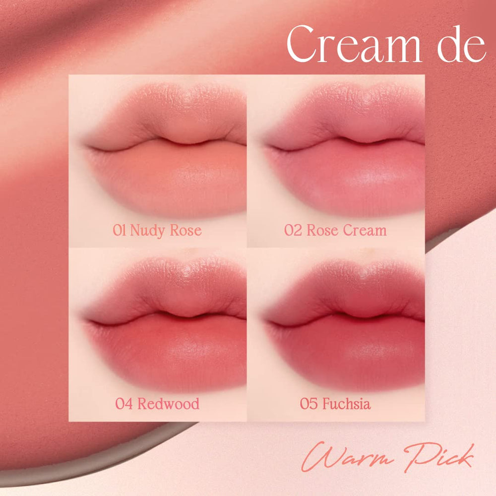 Dasique Vegan Cream de Rose Tint moisturizing ingredients shown for lips