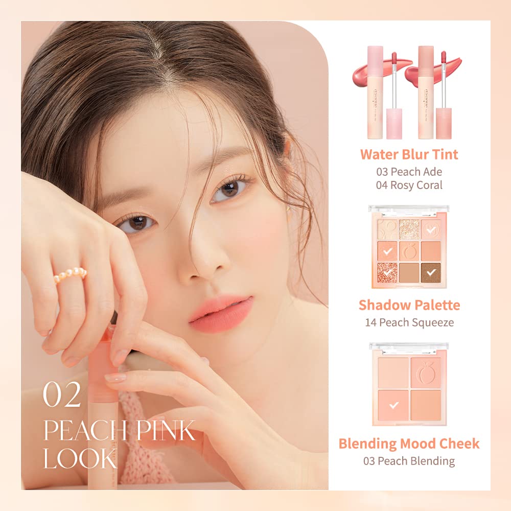 Dasique Water Blur Tint 03 Peach Ade creates a fuller lip look with soft blurring.