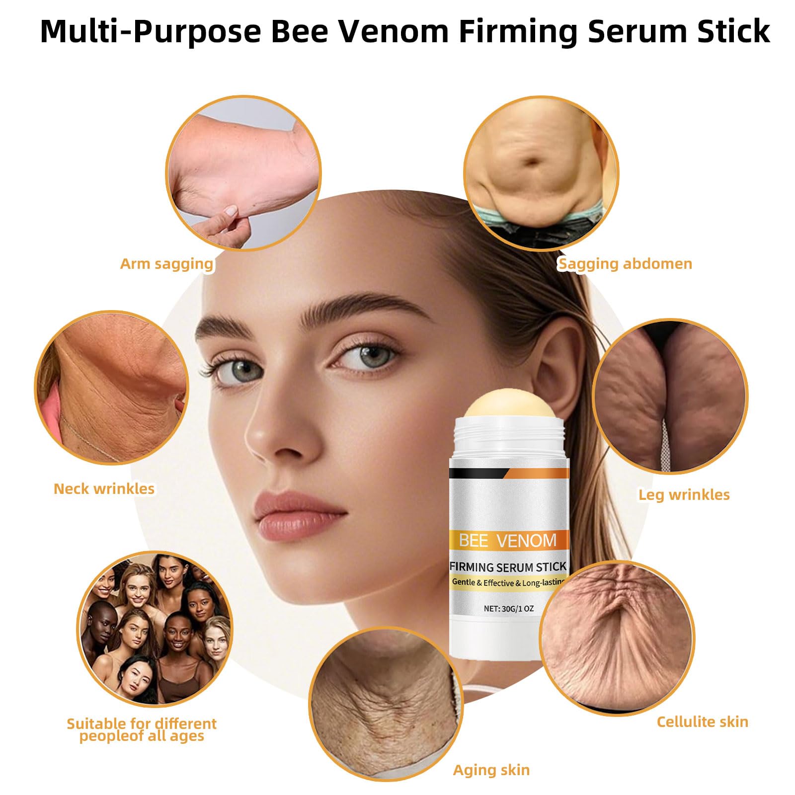 DASIUIP Bee Venom Serum Stick close-up texture reveals smooth glide.