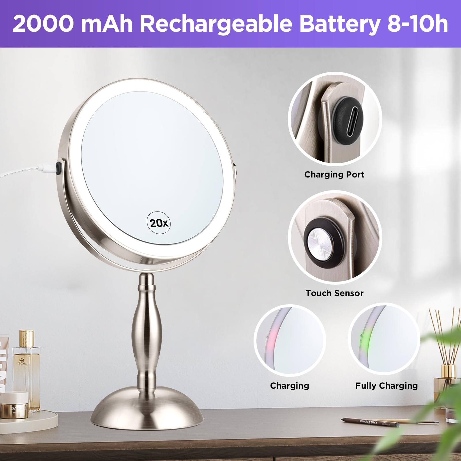 DASLAVA adjustable brightness and color temperature for any setting.