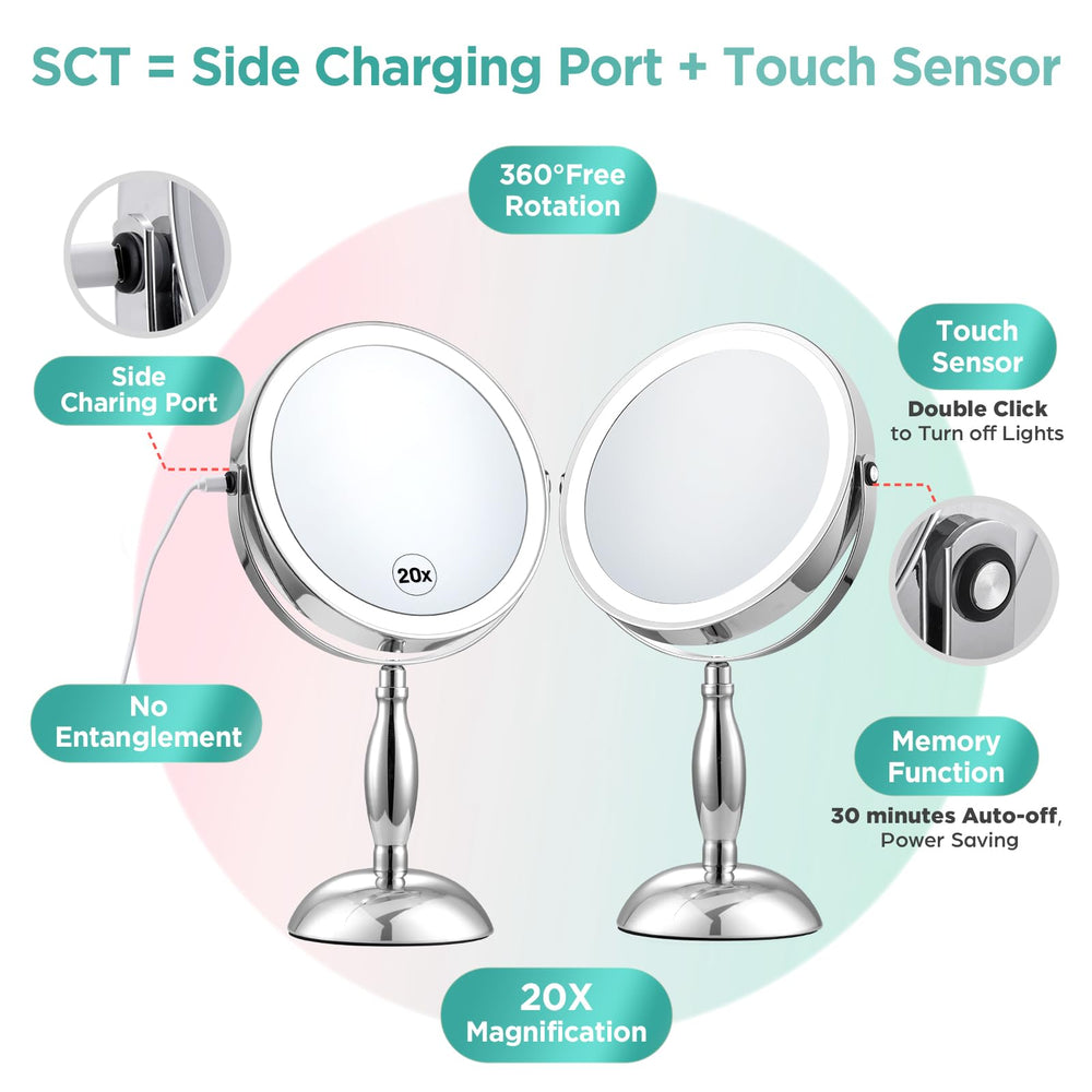 DASLAVA mirror features three color lighting for accurate skin tone viewing.