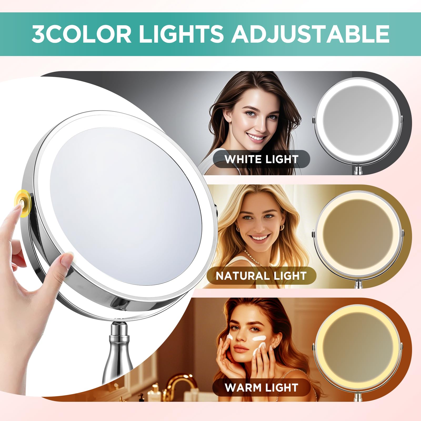 DASLAVA mirror offers dimmable brightness for customized lighting.
