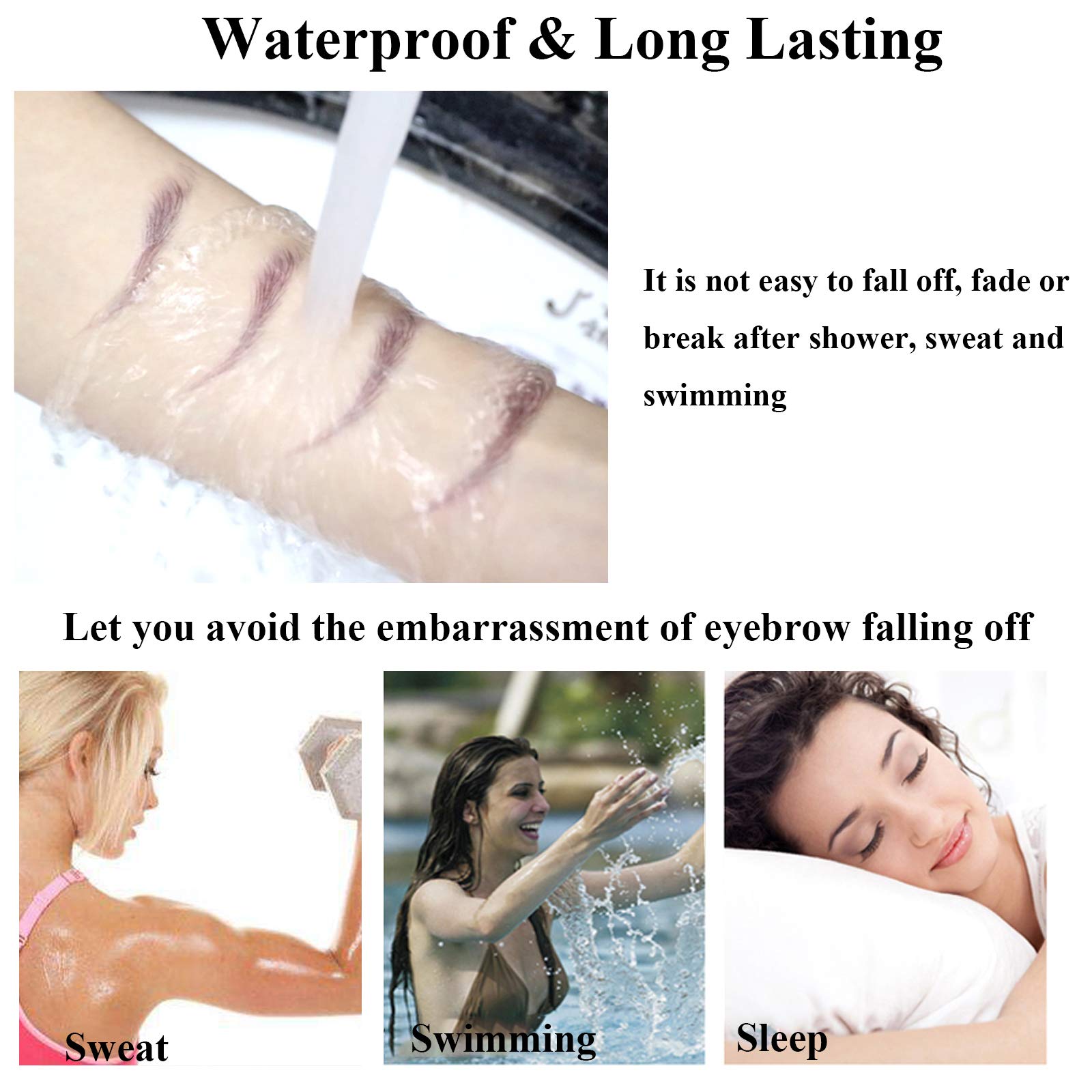 DaTineLky easy application steps demonstrated on skin for quick brows.