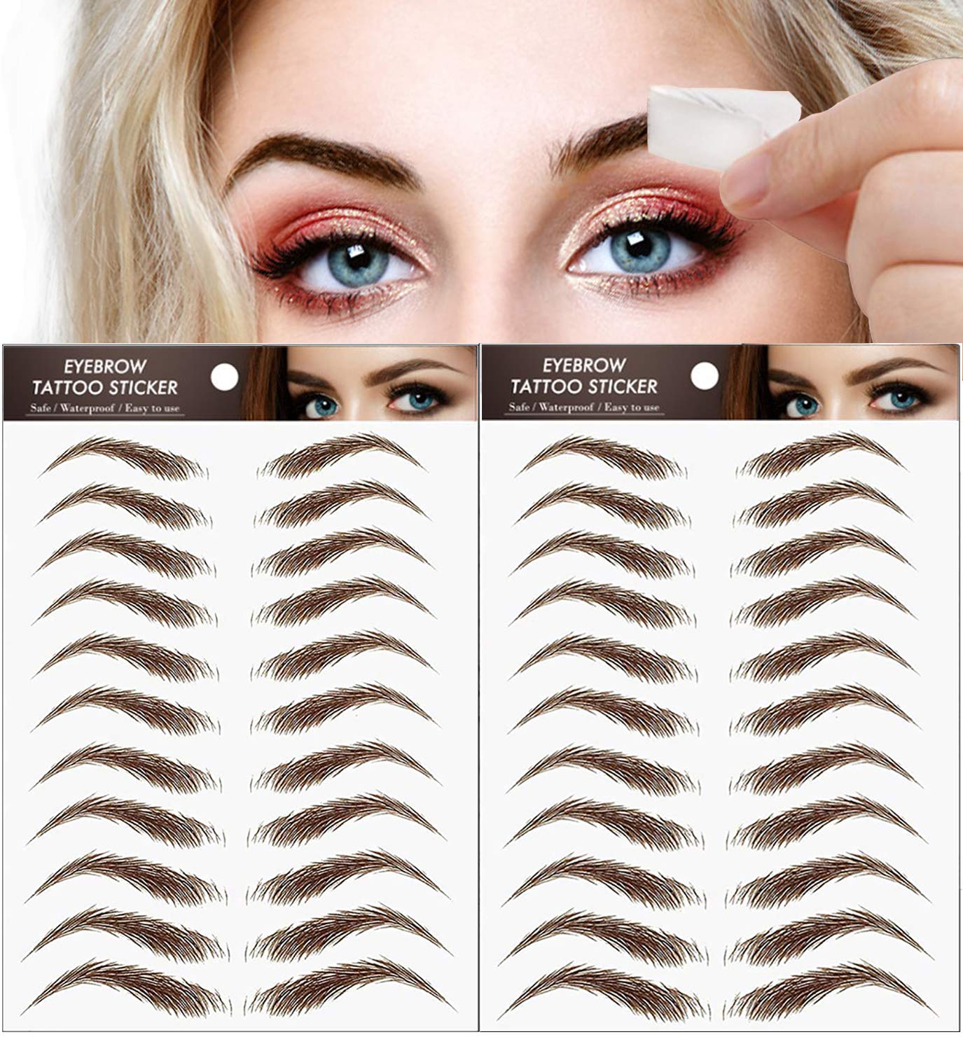 DaTineLky eyebrow tattoo sticker closeup packaging shows realistic hair-like brows.
