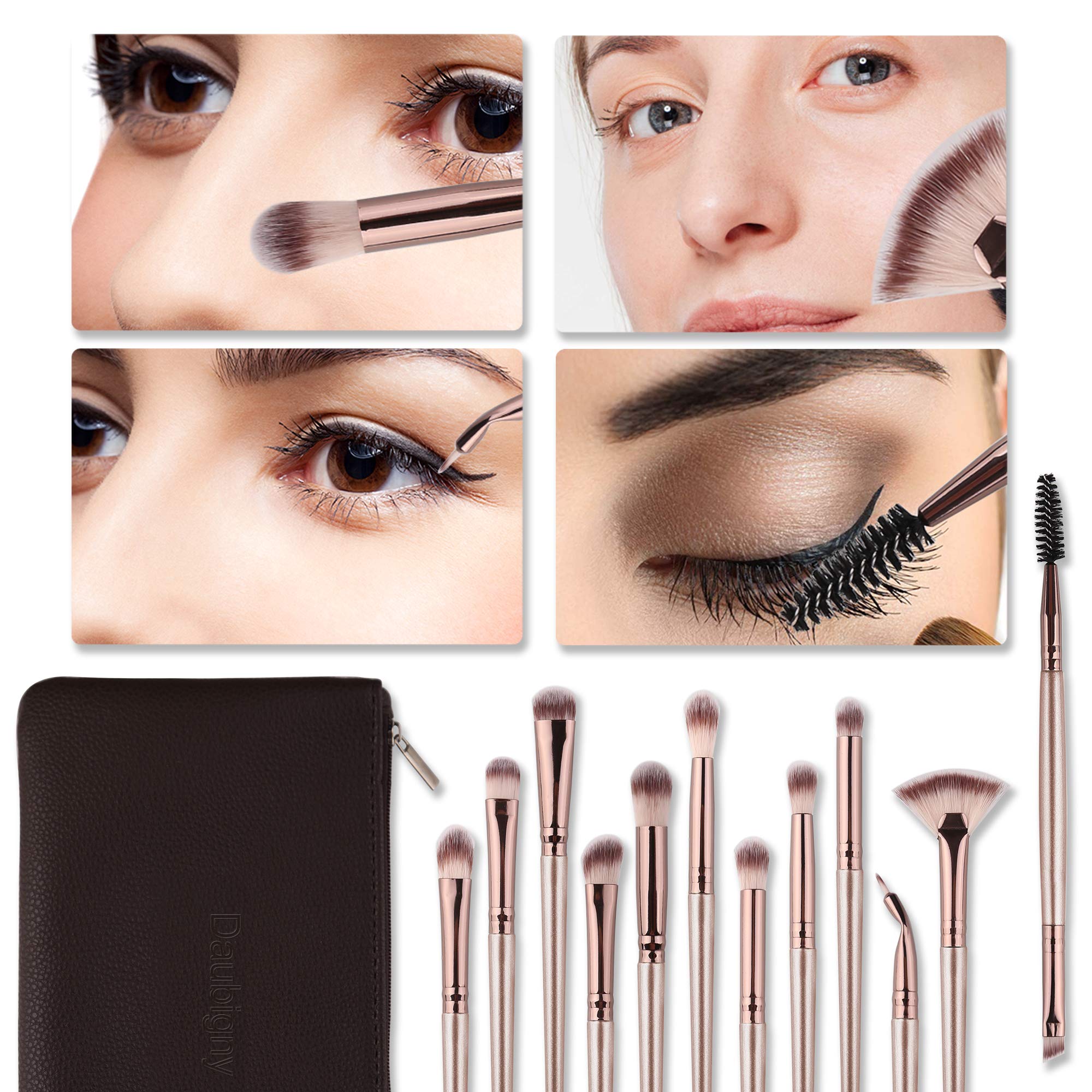 Daubigny compact carrying bag keeps brushes organized for on-the-go makeup.