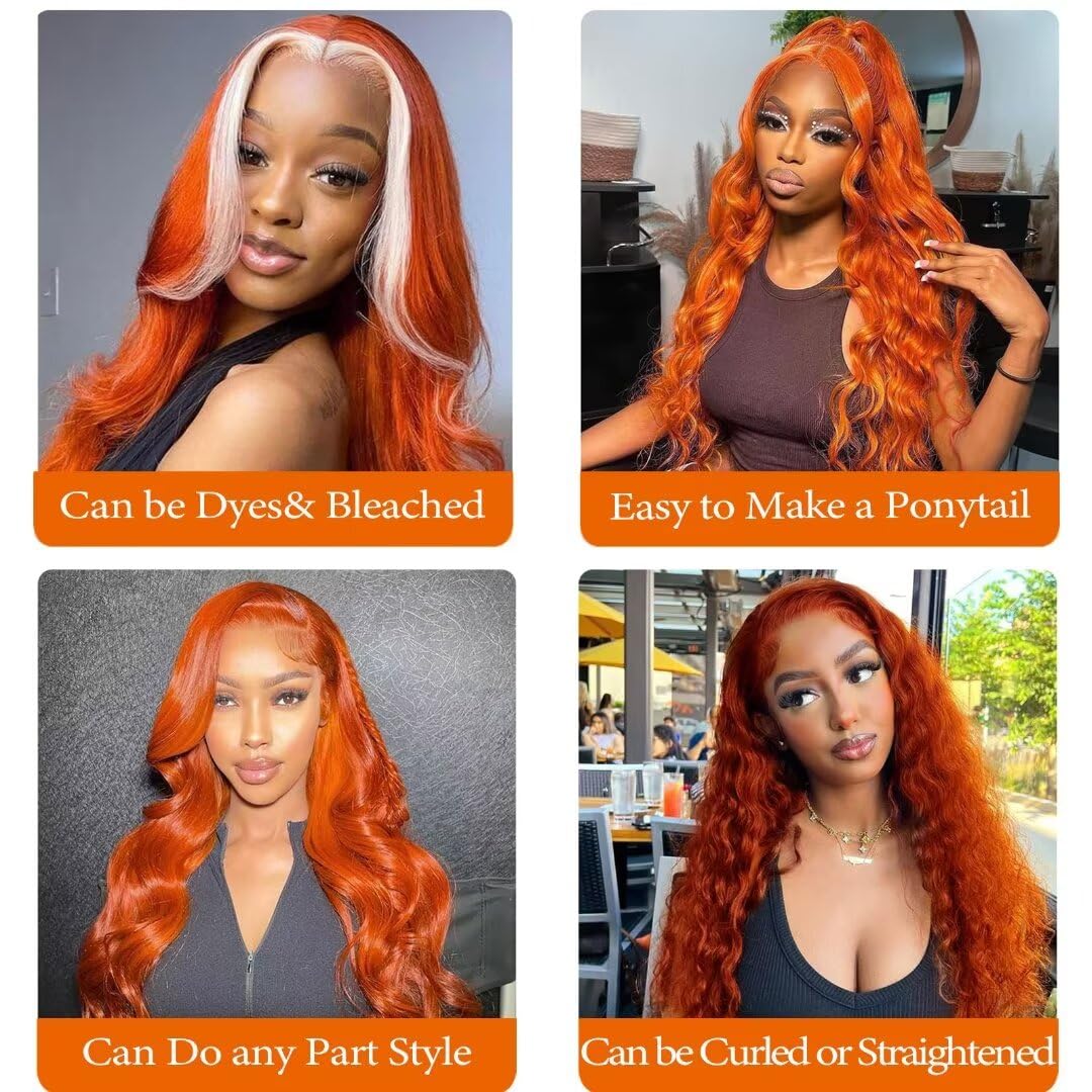 Daules ginger wig shown on head ready to wear