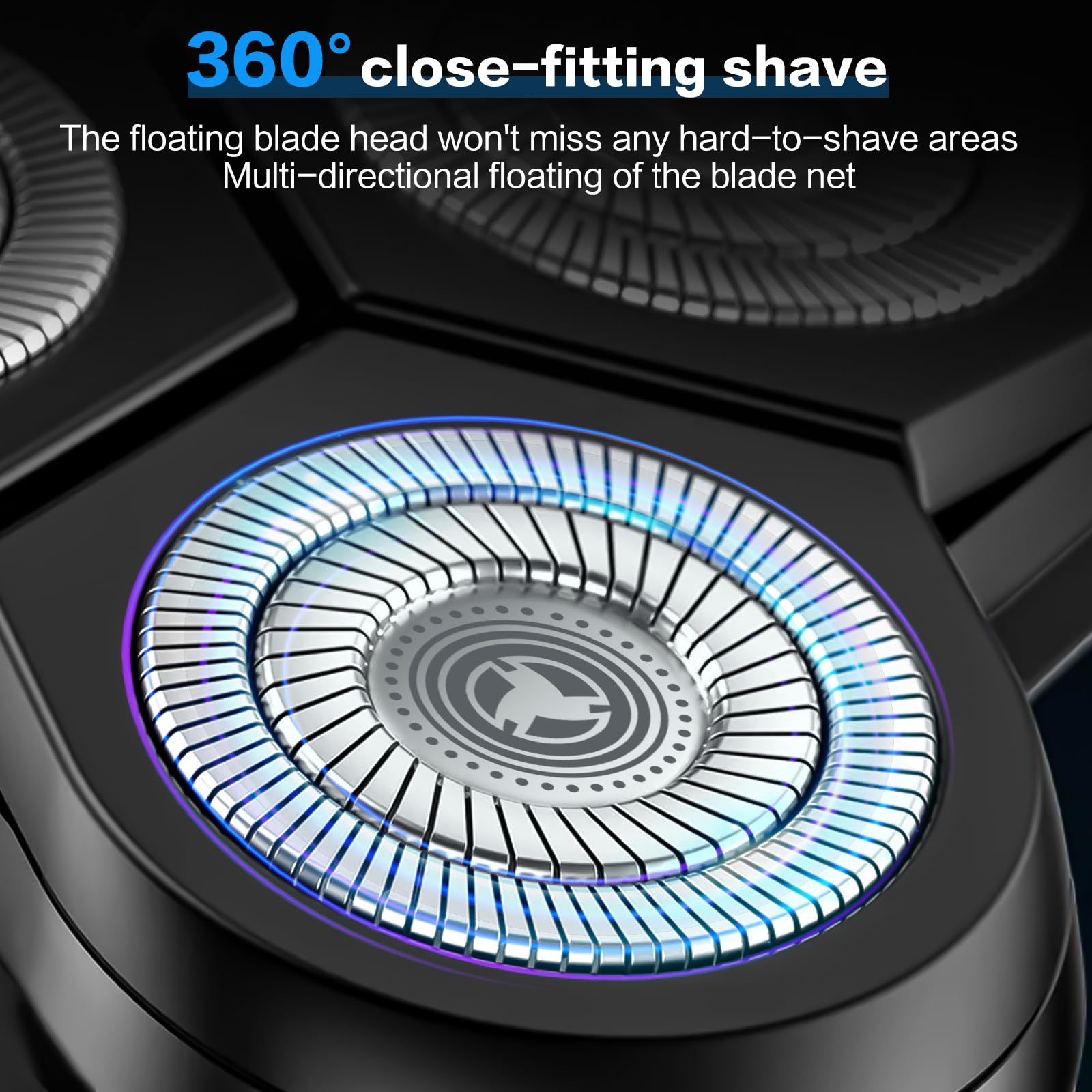Daureve electric razor side view shows compact palm-size design.