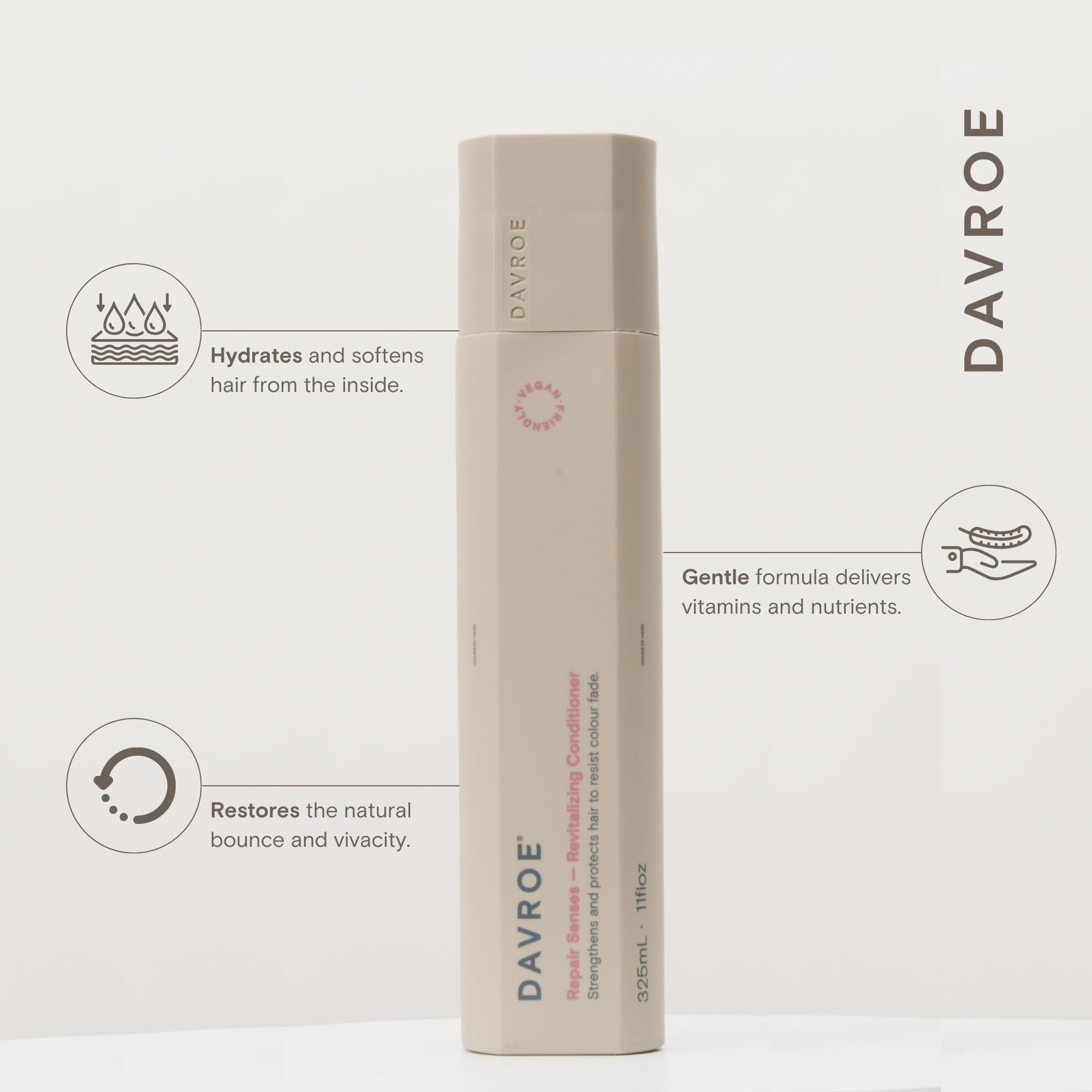 DAVROE Repair Senses conditioner pour, easy application for even distribution and quick shine