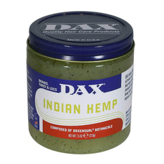 DAX Indian Hemp Unscented Leave-In Conditioner bottle promotes moisture and scalp comfort.