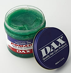 DAX Pomade 14 oz label closeup highlighting moisture-rich formula.