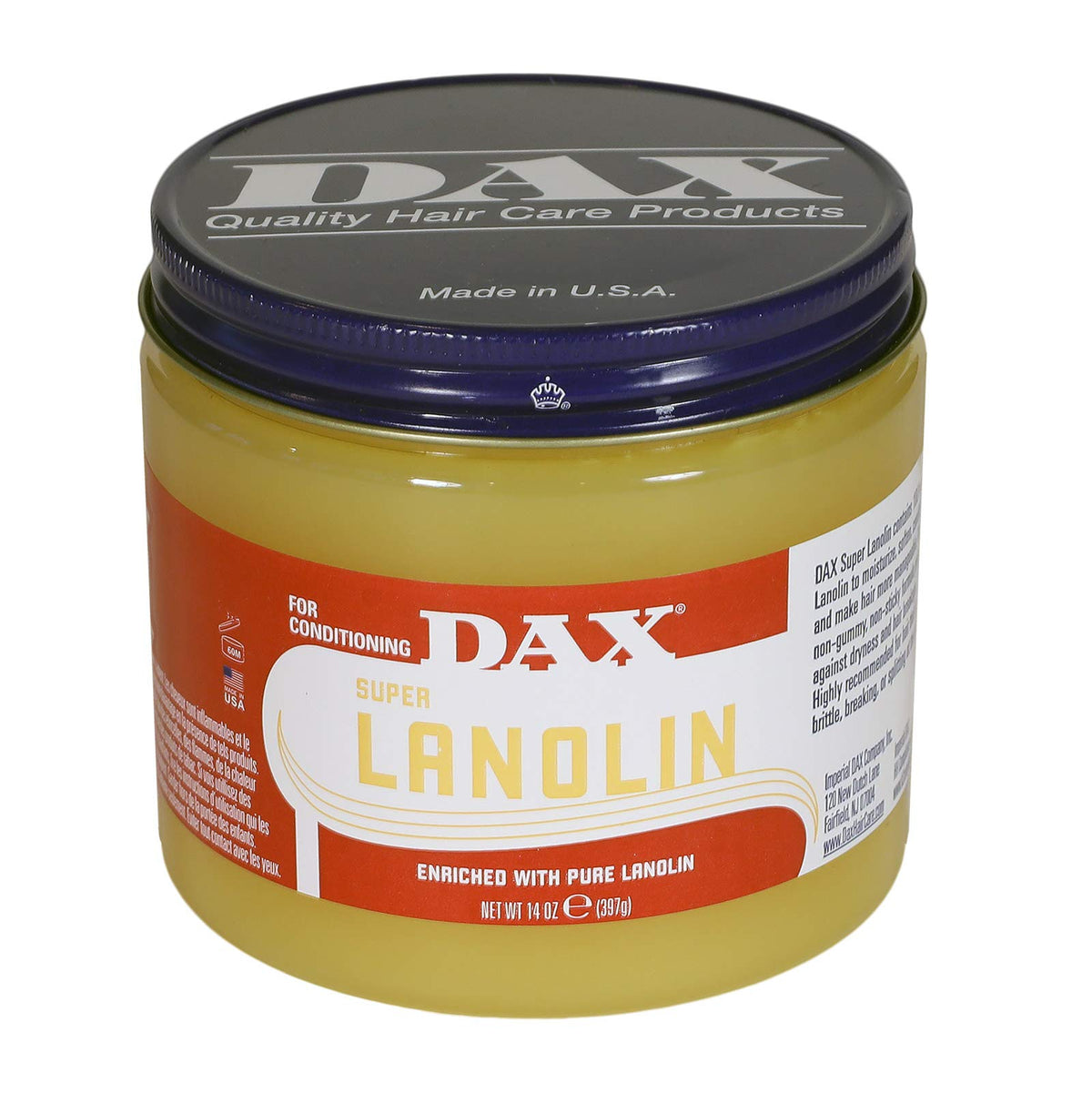 DAX Super Lanolin Hair Conditioner bottle provides deep hydration to help prevent breakage.