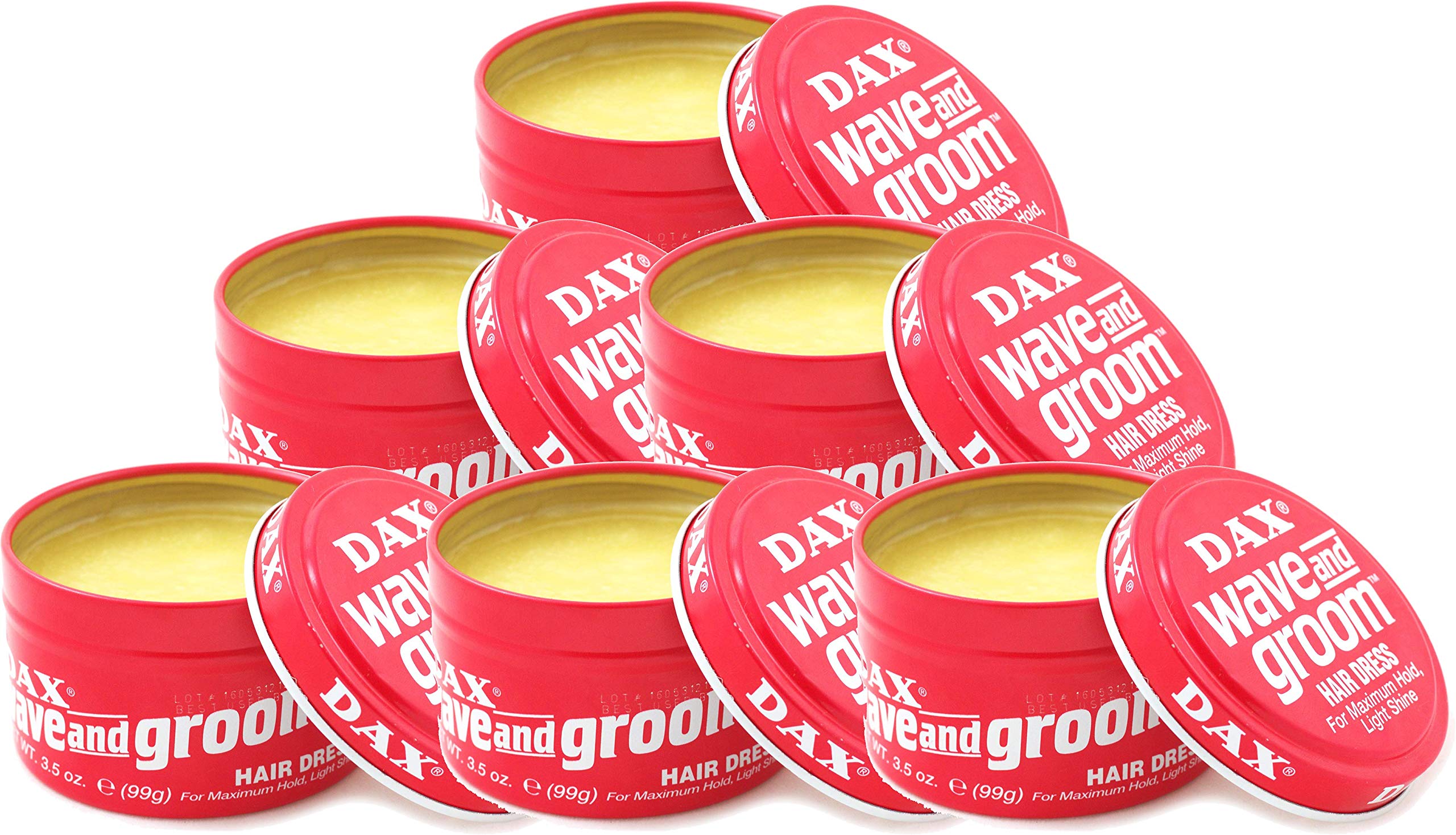 DAX Wave and Groom Hair Dress jar back view shows label and styling notes for easy use