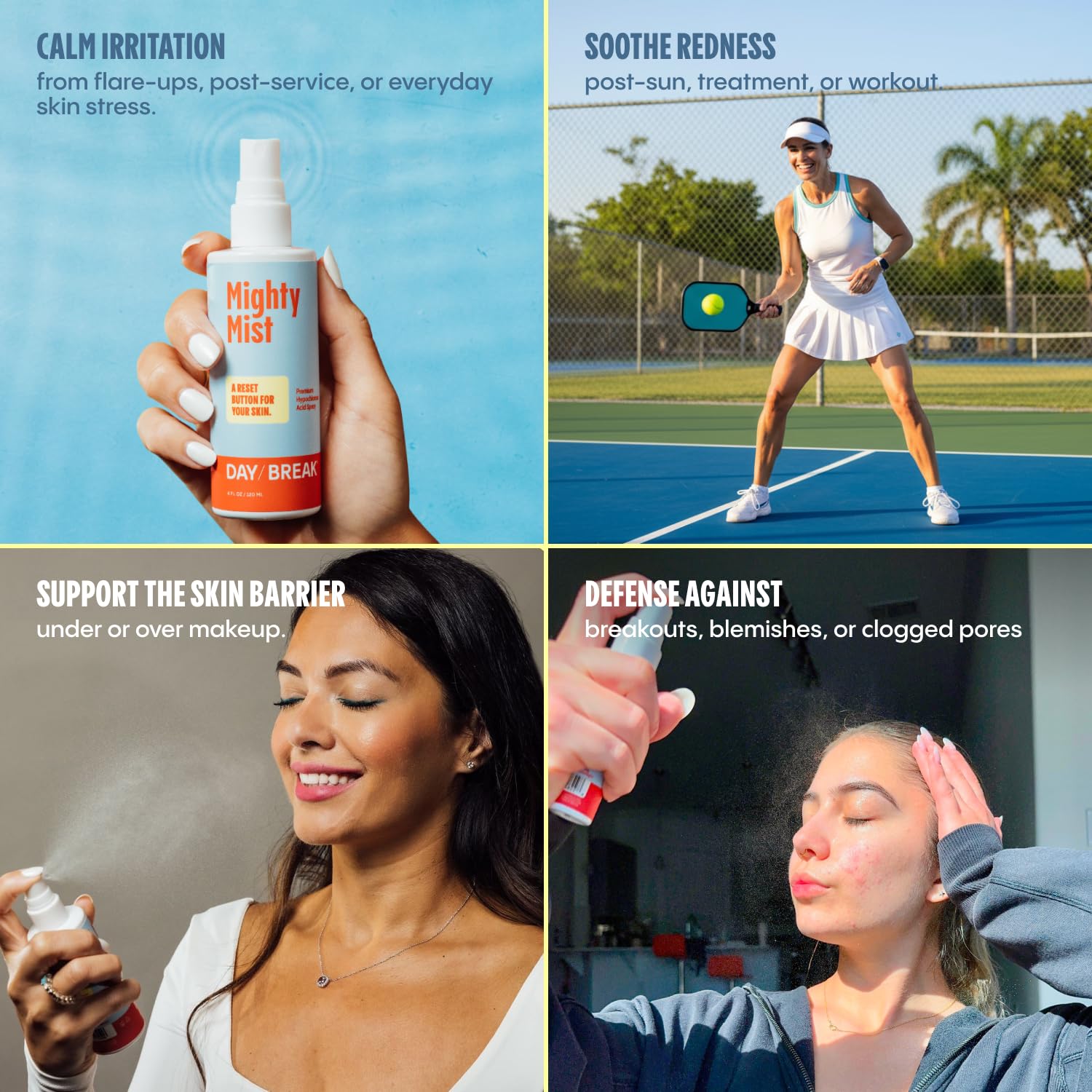 Daybreak Mighty Mist applied to the face for refreshing relief