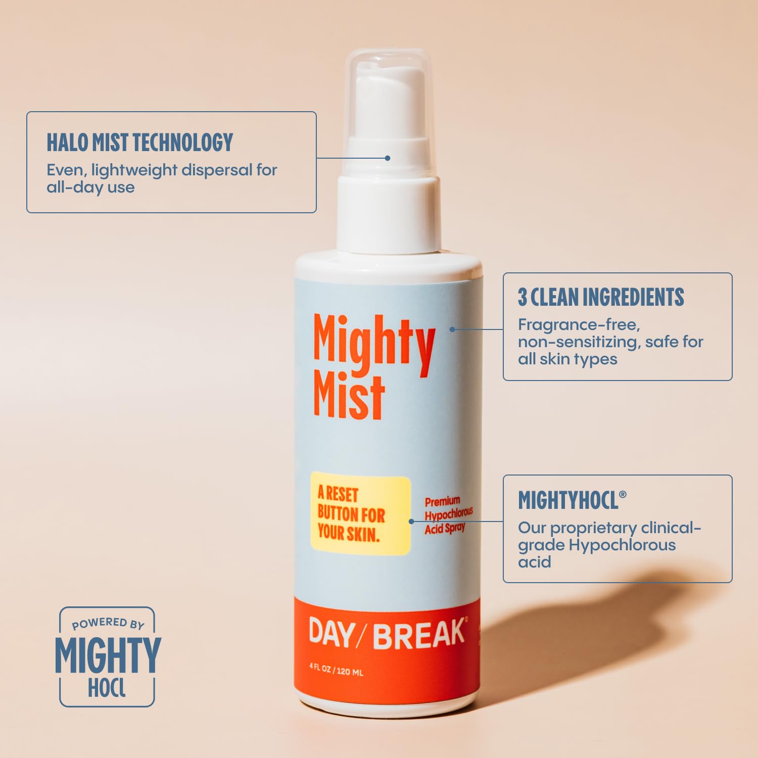 Daybreak Mighty Mist ingredients label highlighting simple components