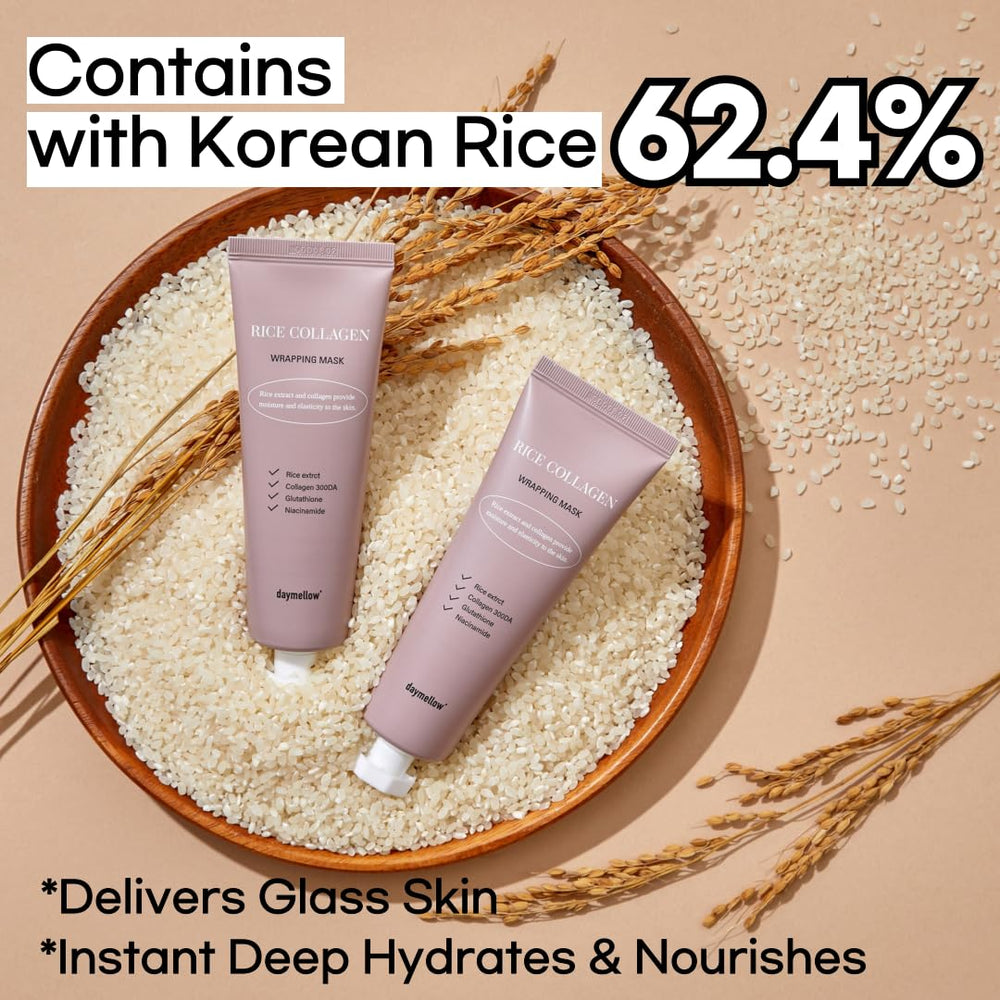 daymellow Rice Collagen Wrapping Mask peel-off film being removed gently