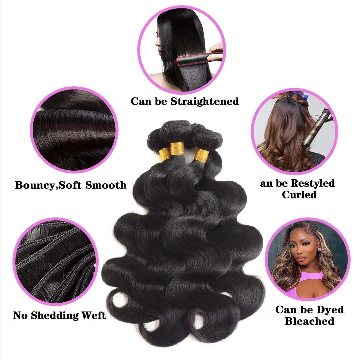 DAYRISE Brazilian virgin body wave bundles 24 inch natural black shade