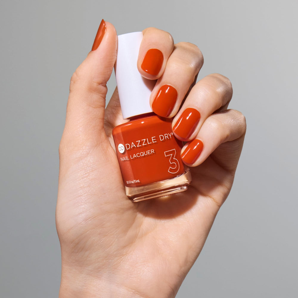 Dazzle Dry Orchard brush stroke shows even, glossy application.