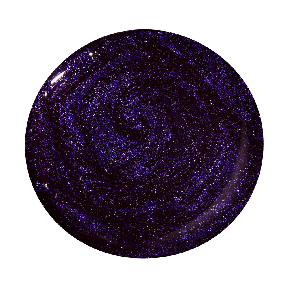Dazzle Dry Fast Lane deep galactic purple glitter close-up shows rich shimmer.