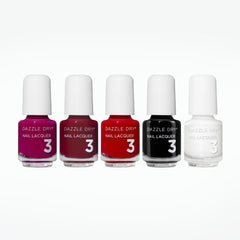 Dazzle Dry Mini Flight displays five mini lacquers for at-home salon-quality nails.