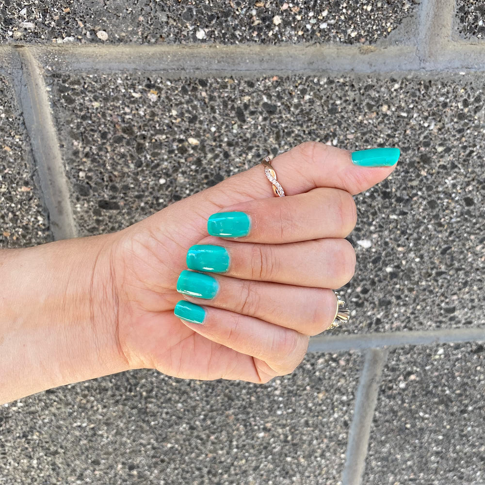 Dazzle Dry Palm Springs color on nails under natural light