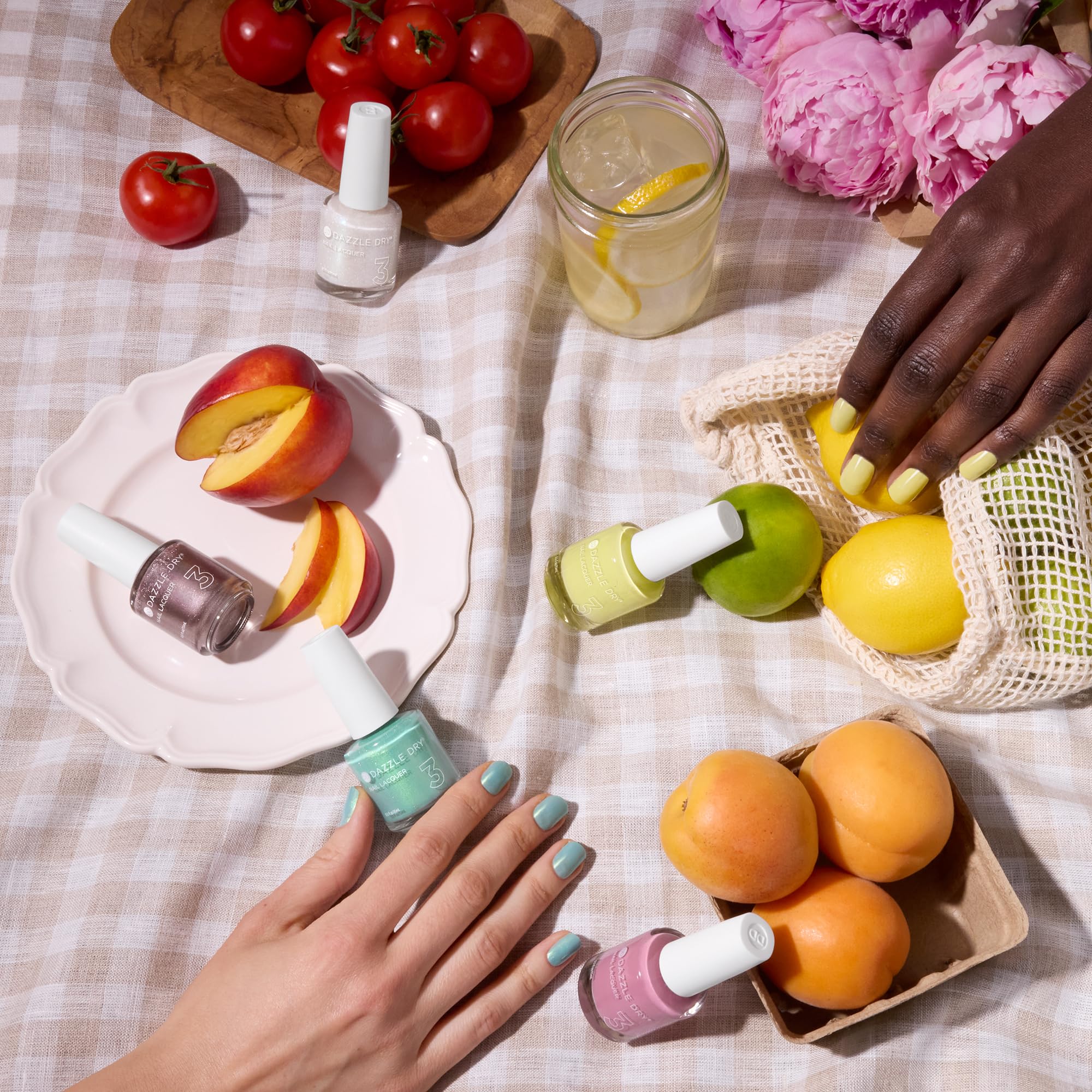Dazzle Dry Picking Peonies glossy cream finish for elegant nails.