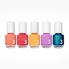 Dazzle Dry Ticket to Paradise mini flight set featuring five shades for fast, chip-free, long-lasting manicures