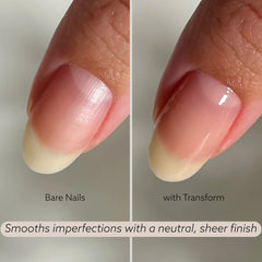 Dazzle Dry Transform Ridge Filler on nails close-up for a salon-like finish.