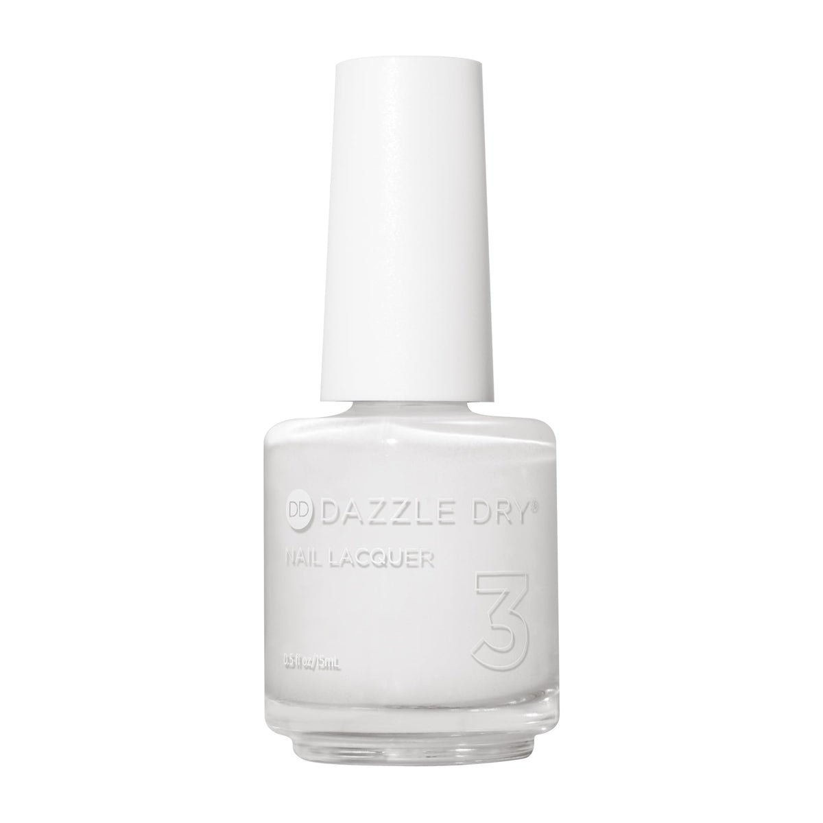 Dazzle Dry White Lightning bottle shows a bold white cream for a crisp manicure