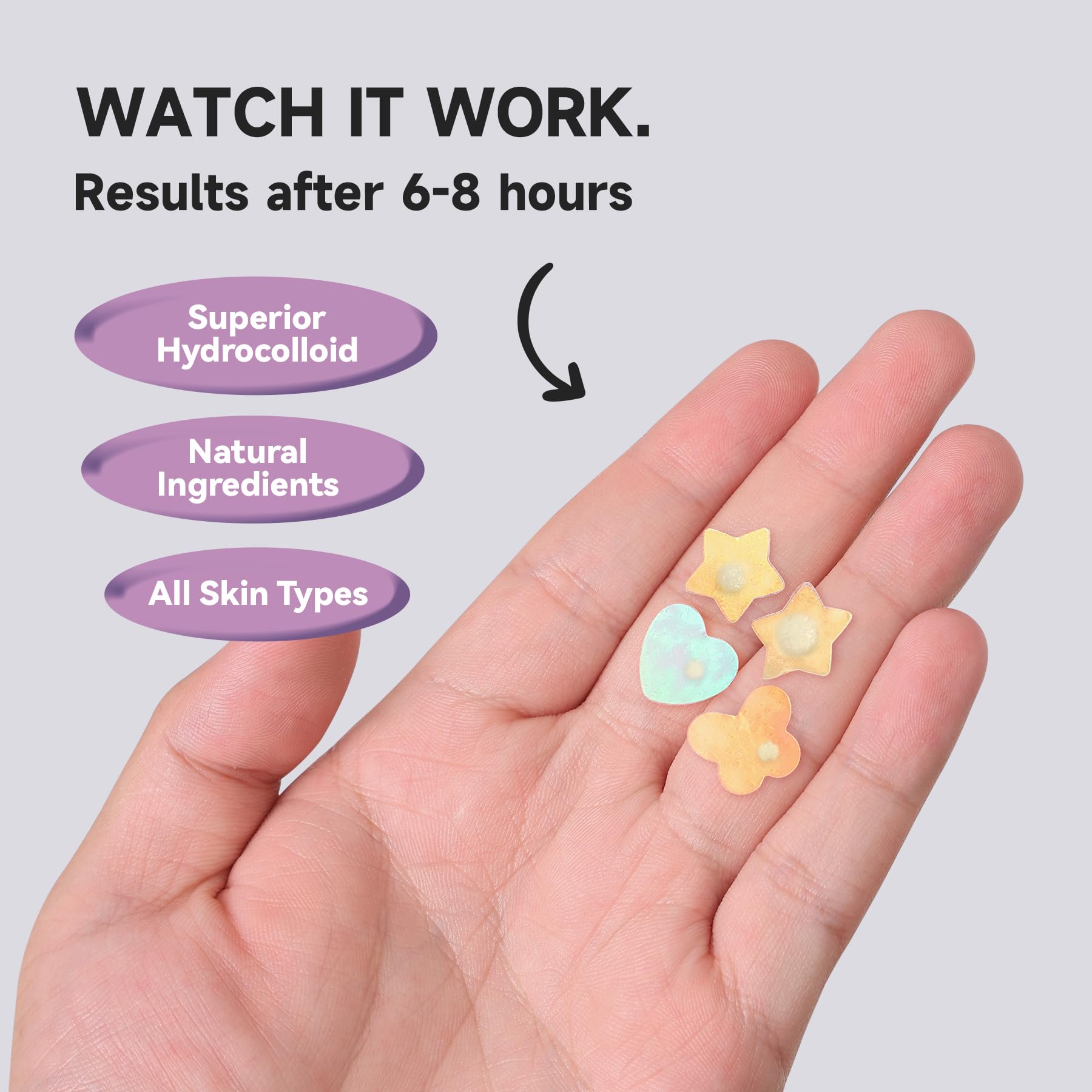 Dazzlook flower patch adds subtle iridescent shine while treating.