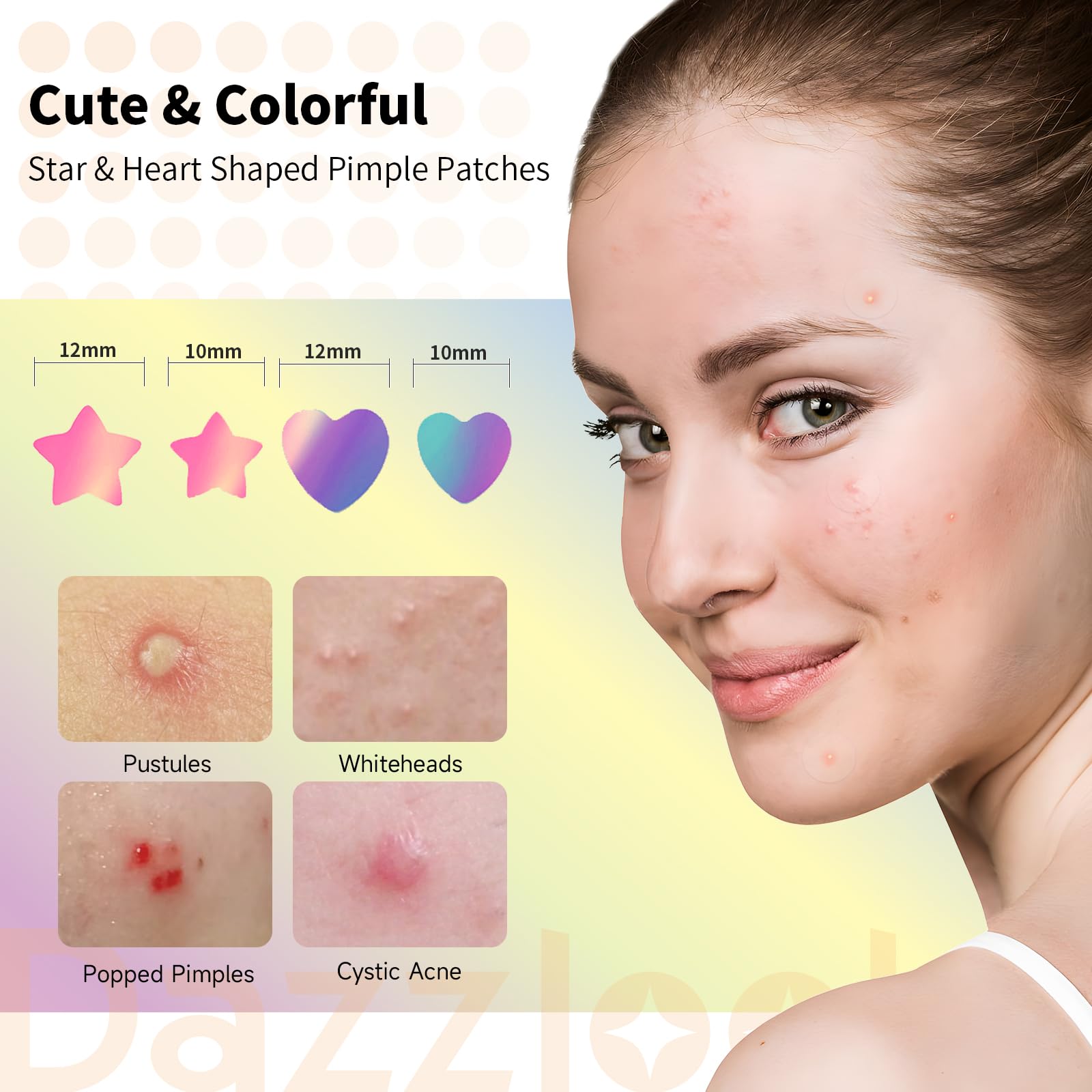 Dazzlook iridescent patches highlight your routine with playful, barely-there coverage.