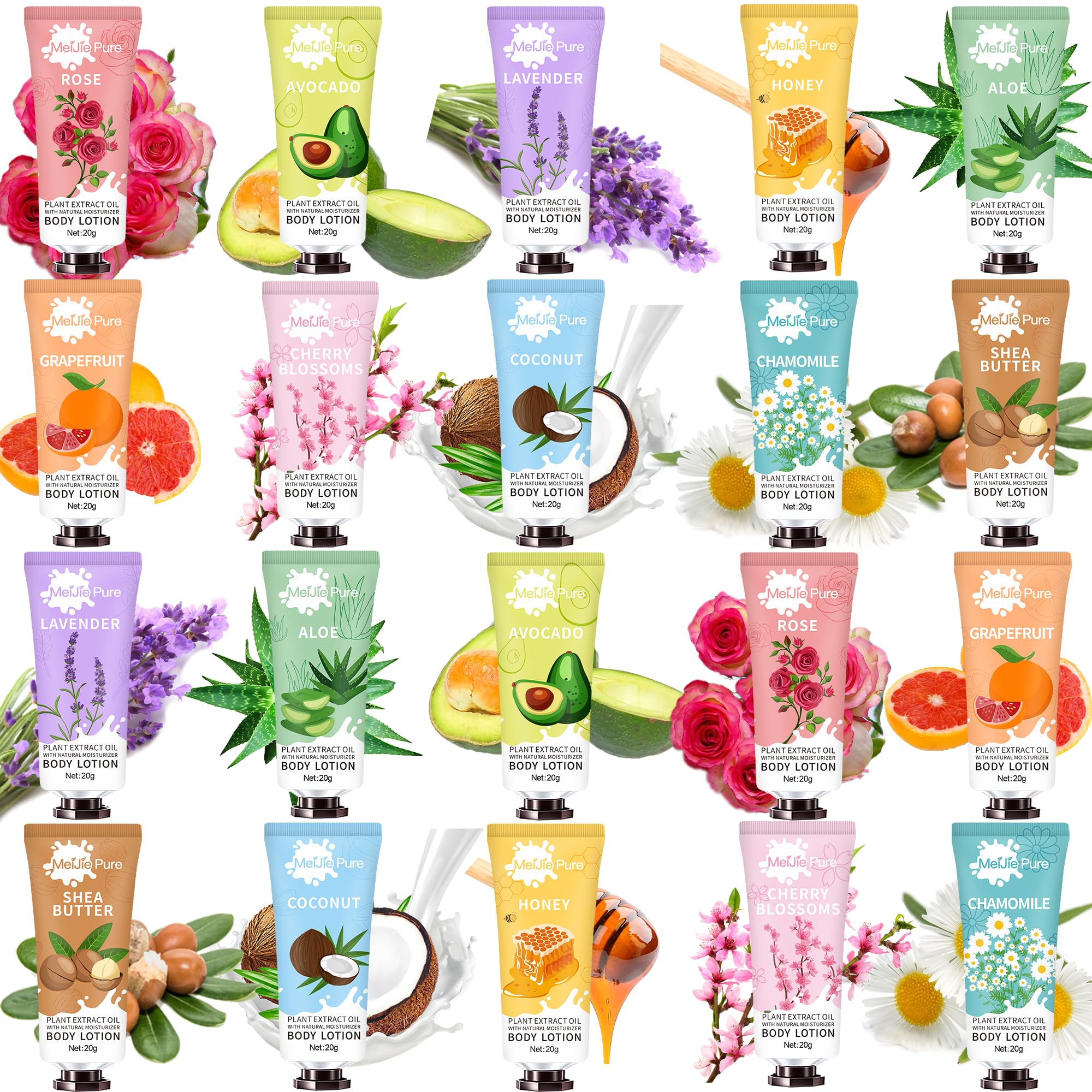 DBEAUTYM 20-pack lotion bottles, travel-friendly care for dry skin on the go.