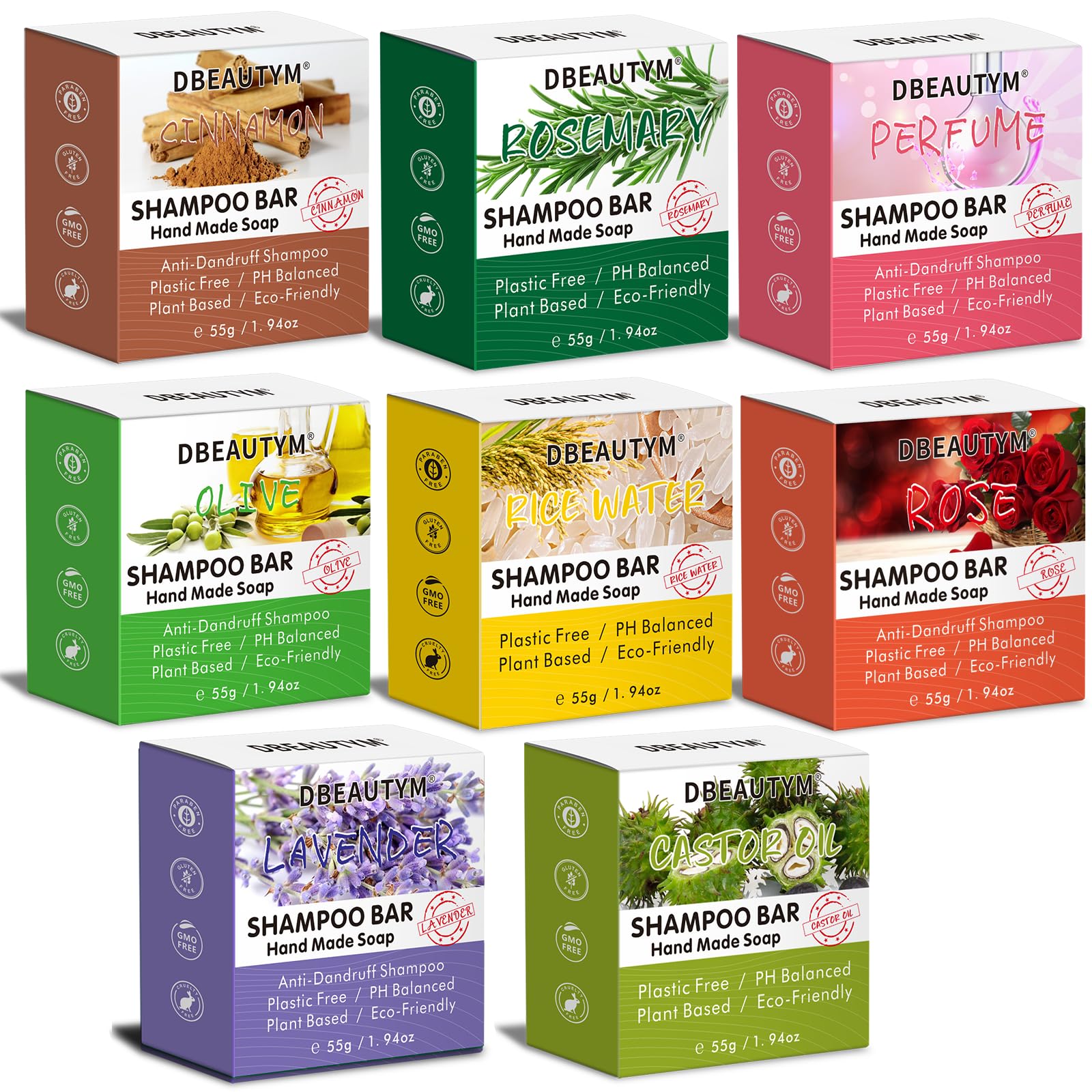 DBEAUTYM 8-pack shampoo bar set with fragrance variety for mood-based washes.