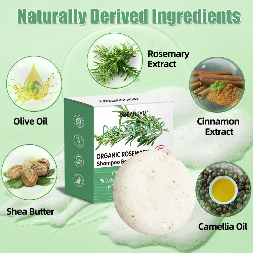 DBEAUTYM Rosemary Shampoo Bar demonstrates lather with rich foam.
