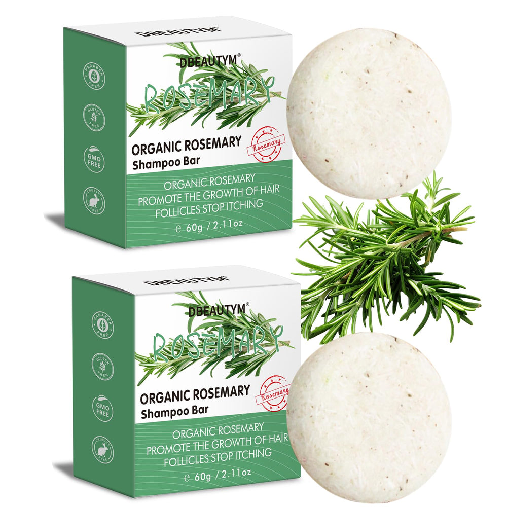 DBEAUTYM Rosemary Shampoo Bar two-pack on shelf for refreshed scalp care.