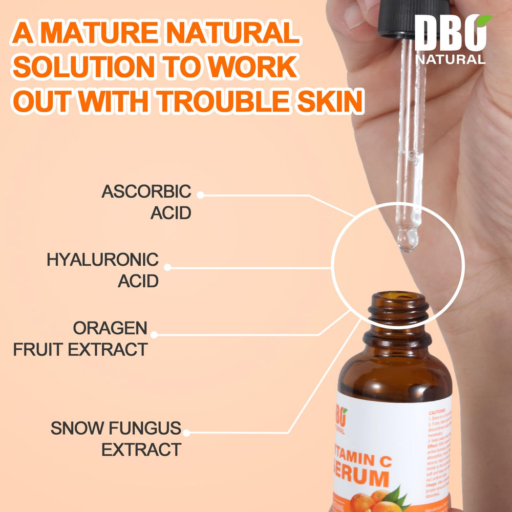 DBO NATURAL Vitamin C serum swirl on hand shows smooth absorption.