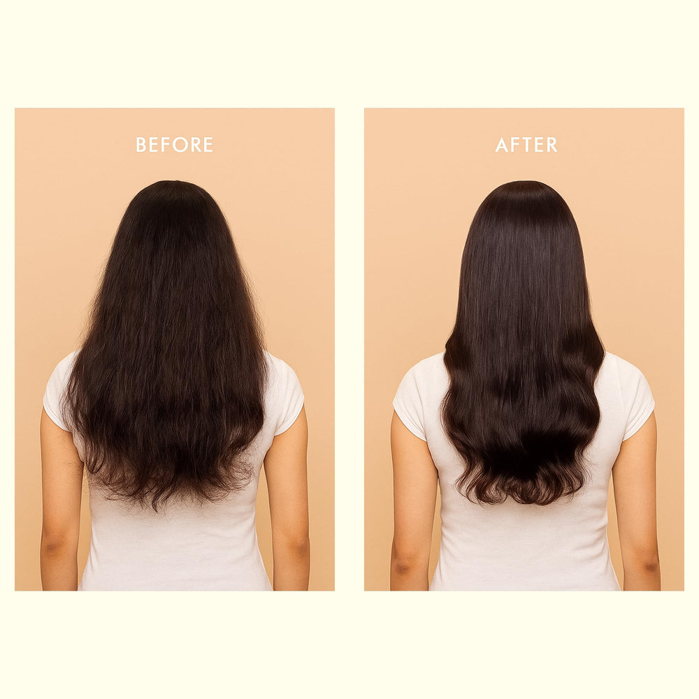 D'Cherlane Hair Growth Oil demonstrating frizz control and smoothness.