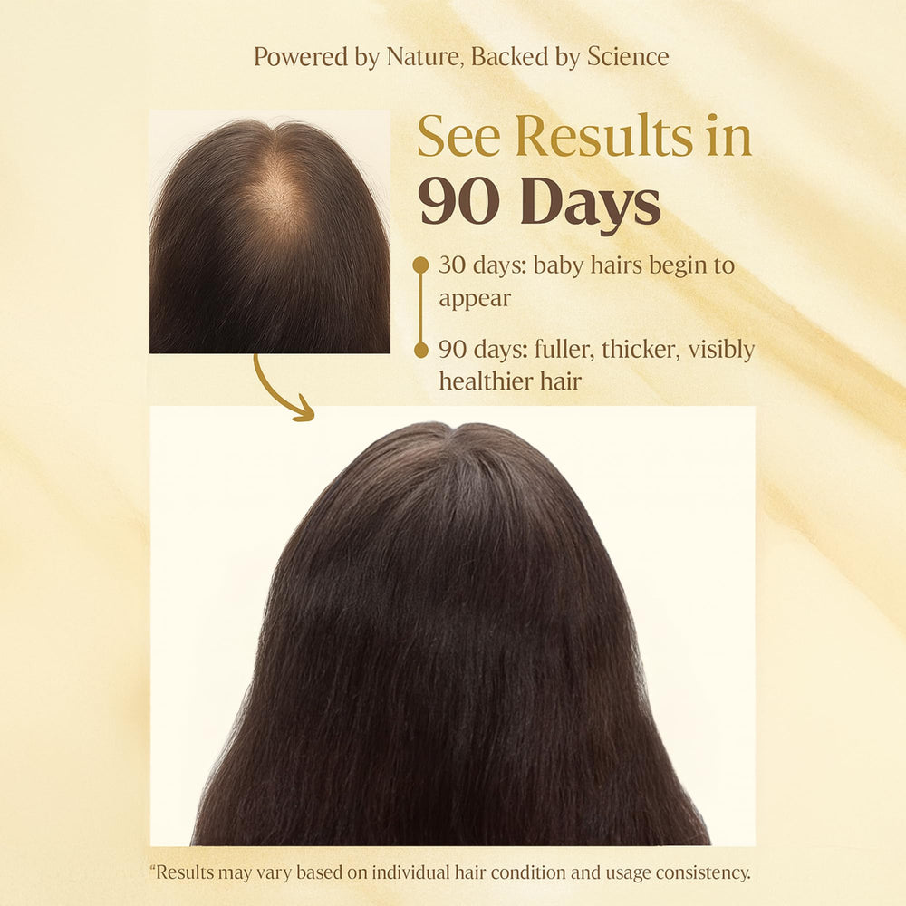 D'Cherlane Hair Growth Oil on scalp massage promoting circulation.