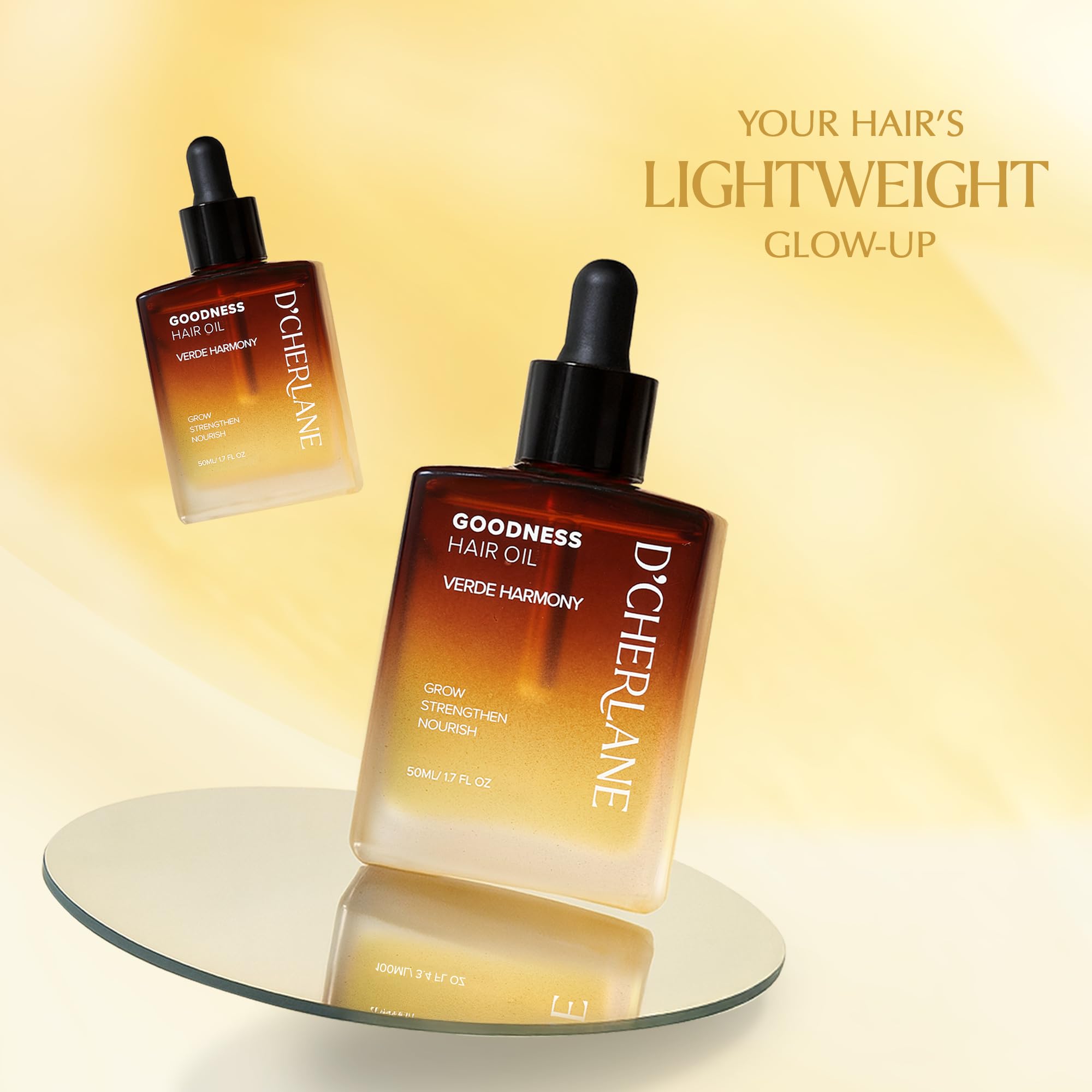 D'Cherlane Hair Growth Oil delivers shine and manageability.