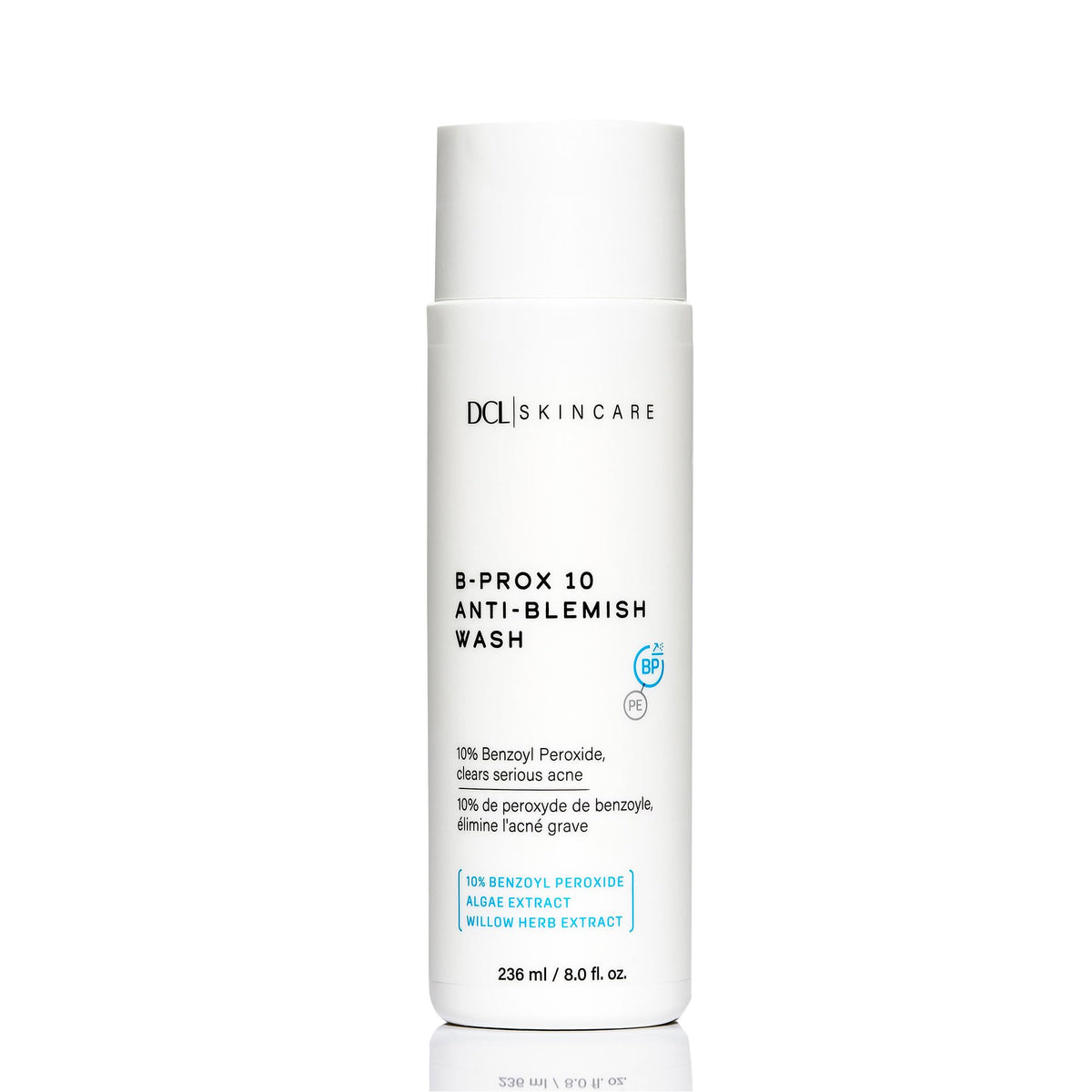DCL B Prox Acne Cleanser bottle front for maximum strength acne care.