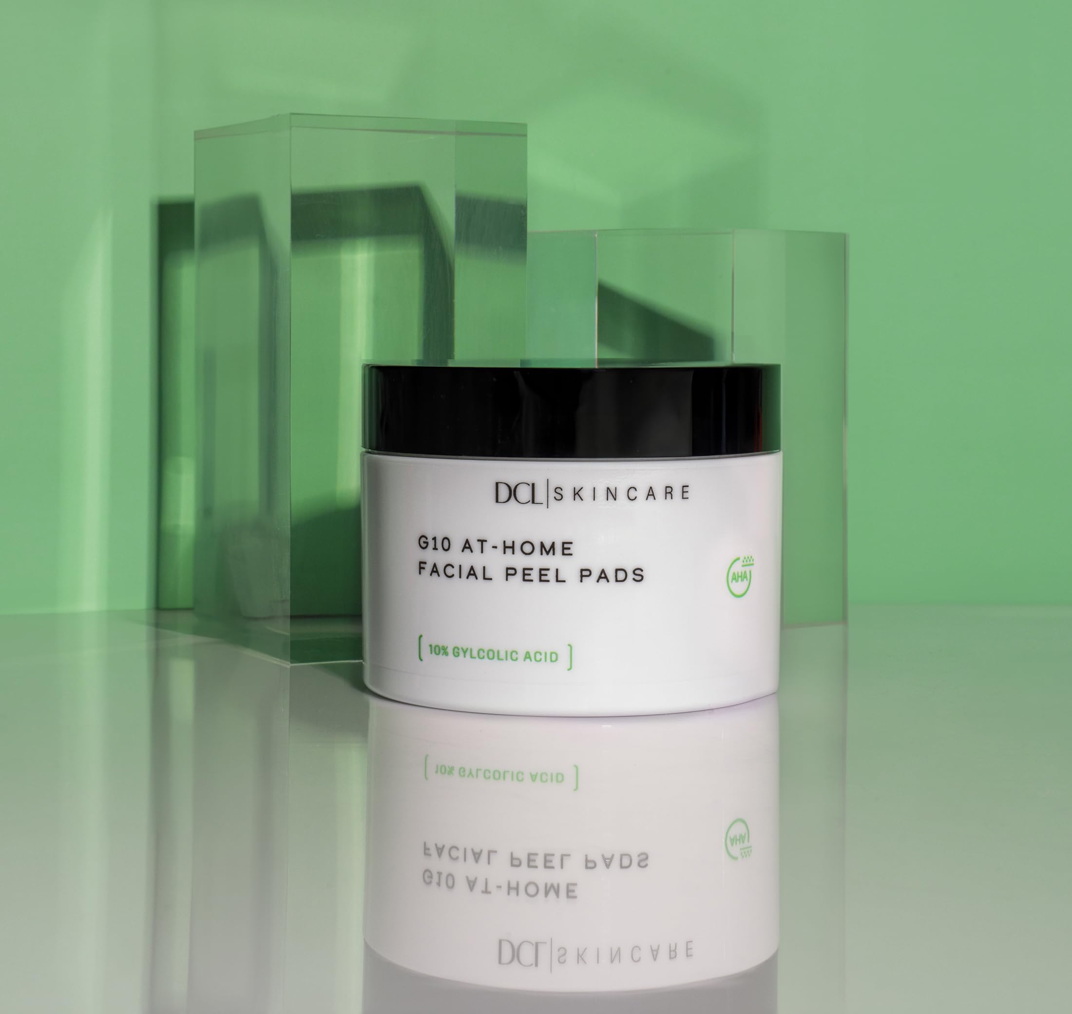 Bathroom counter with DCL G10 Radiance Peel pads and packaging ready to use.